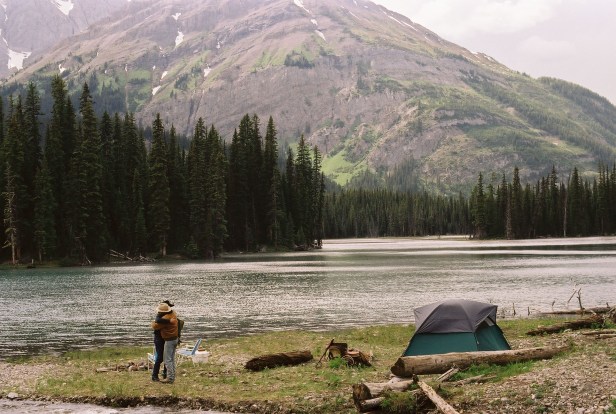 Dwarfed by the landscape and hidden in this open space