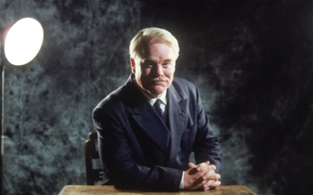 Philip Seymour Hoffman as Lancaster Dodd in The Master