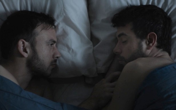 One of many tender moments in Weekend, talking to keep the dawn at bay